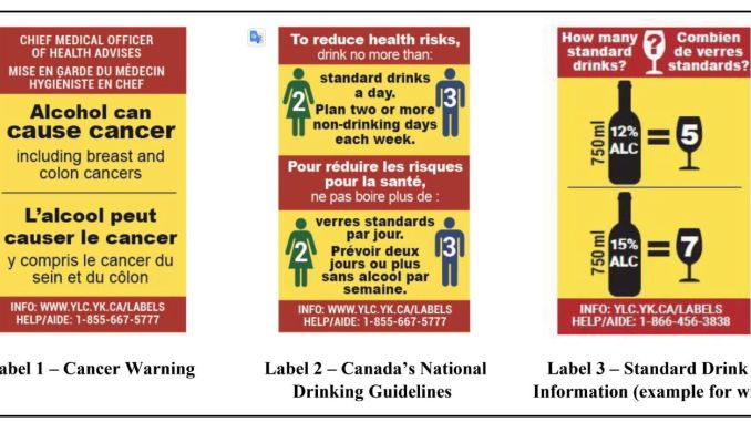 UTILI LE ETICHETTE CANADESI SUI RISCHI DELL’ALCOL